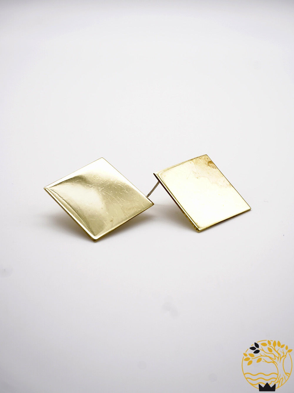 Polierte Quadratische Ohrstecker aus Bronze