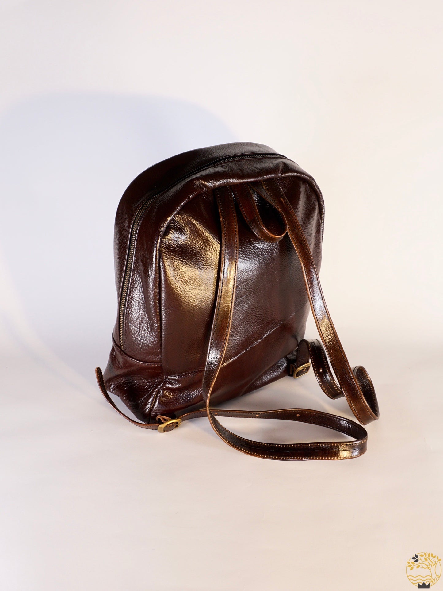 Eleganter und schlichter brauner Leder Rucksack - werkvoll.ch