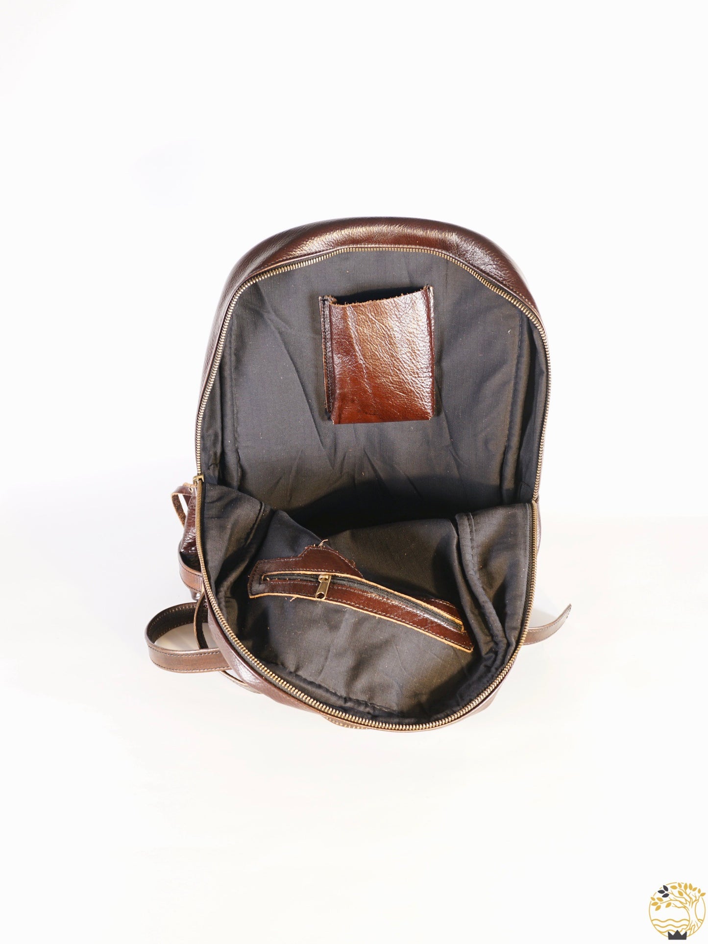 Eleganter und schlichter brauner Leder Rucksack - werkvoll.ch