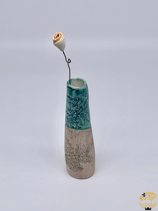 Keramik Vase mit Blume mit gelber Blume